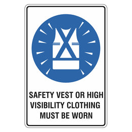 Mandatory Sign - Safety Vest Or High Visibility Clothing Must Be Worn - 450x600mm corflute