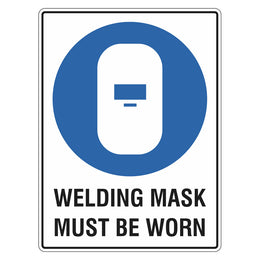 Mandatory Sign - Welding Mask Must Be Worn - 225x300mm metal