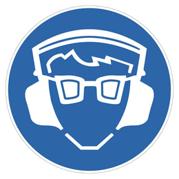 Mandatory Sign - Hearing And Eye - 200 mm self-adhesive vinyl