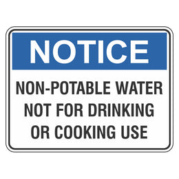 Notice Sign - Non-Potable Water Not For Drinking Or Cooking Use - 225x300mm metal
