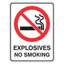 Prohibition Sign - Explosives No Smoking - 450x600mm metal