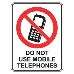Prohibition Sign - Do Not Use Mobile Telephones - 450x600mm metal