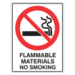 Prohibition Sign - Flammable Materials No Smoking - 450x600mm metal