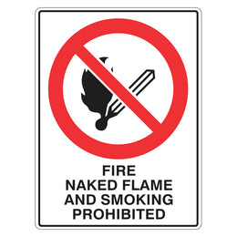 Prohibition Sign - Fire Naked Flame And Smoking Prohibited - 450x600mm metal