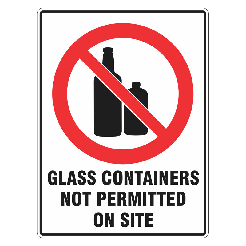 Prohibition Sign Glass Containers Not Permitted On Site Safetysigns