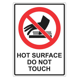 Prohibition Sign - Hot Surface Do Not Touch - 100x140mm self-adhesive vinyl
