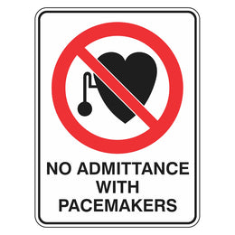 Prohibition Sign - No Admittance With Pacemakers - 225x300mm metal
