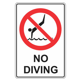 Prohibition Sign - No Diving - 300x450mm metal