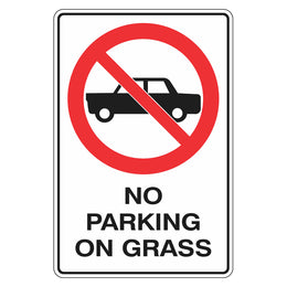 Prohibition Sign - No Parking On Grass - 300x450mm metal
