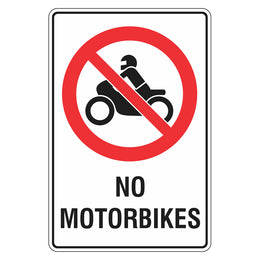 Prohibition Sign - No Motorbikes - 300x450mm metal