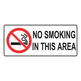 Prohibition Sign - No Smoking In This Area - 200x450mm metal