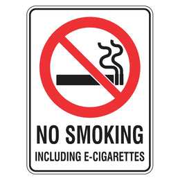 Prohibition Sign - No Smoking Including E-Cigarettes - 225x300mm metal