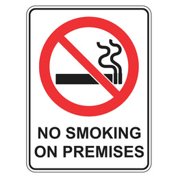 Prohibition Sign - No Smoking On Premises - 225x300mm metal