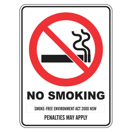 Prohibition Sign - No Smoking Penalties May Apply - 225x300mm metal