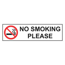 Prohibition Sign - No Smoking Please - 100x350mm self-adhesive vinyl