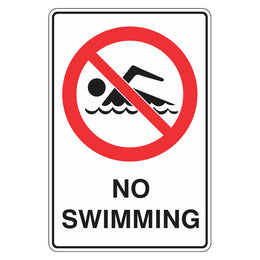 Prohibition Sign - No Swimming - 300x450mm metal