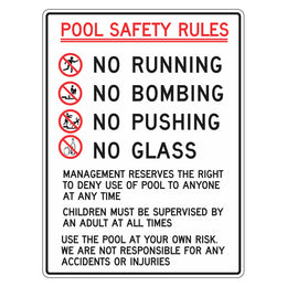 Pool Safety Rules Sign - 450x600mm polypropylene