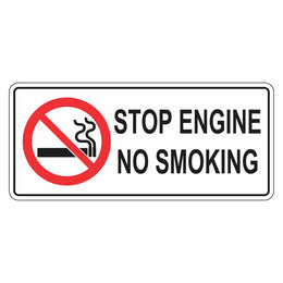 Prohibition Sign - Stop Engine No Smoking - 200x450mm metal