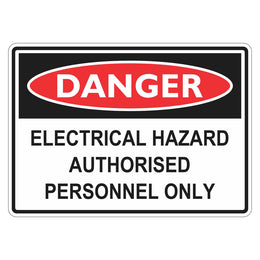 Danger Sign - Electrical Hazard Authorised Personnel Only - 100x140mm self-adhesive vinyl