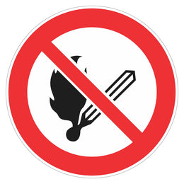 Prohibition Sign - No Flames - 200 mm self-adhesive vinyl