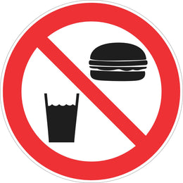 Prohibition Sign - No Food Or Drink - 200 mm self-adhesive vinyl