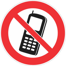 Prohibition Sign - No Mobile Phones - 200 mm self-adhesive vinyl