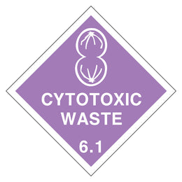 Hazchem Sign - 6.1 Cytotoxic Waste - 270x270mm polypropylene