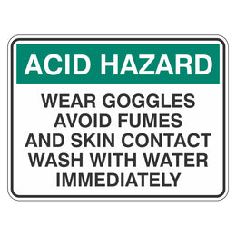 Emergency Sign - Acid Hazard - 225x300mm metal