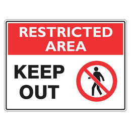 Restricted Area Sign - Keep Out - 450x600mm metal
