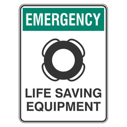 Emergency Sign - Life Saving Equipment - 225x300mm polypropylene