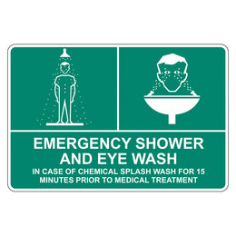 Emergency Sign - Emergency Shower And Eye Wash - 450x600mm metal
