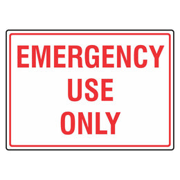 Emergency Sign - Emergency Use Only - 100x140mm self-adhesive vinyl