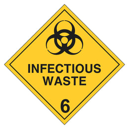 Hazchem Sign - 6 Infectious Waste - 250x250mm self-adhesive vinyl