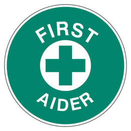 Emergency Sign - First Aider Disc - 50mm self-adhesive vinyl