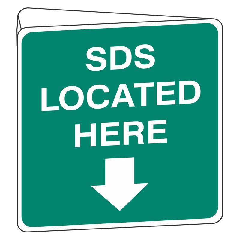 Emergency Sign - SDS Located Here Double Sided 225x225mm PP Off Wall ...