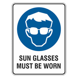 Sun Safety Sign - Sun Glasses Must Be Worn - 450x600mm corflute