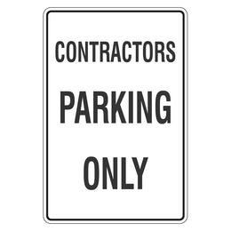 Contractors parking only sign for private property - 300x450mm metal