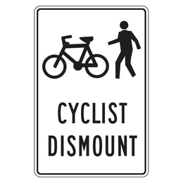 Cyclist dismount sign for private property - 300x450mm metal