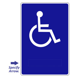 Disabled parking sign with directional arrow for private property - 300x450mm metal