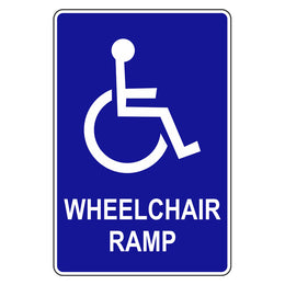 Wheelchair ramp parking sign for accessible parking and traffic management - 300x450mm metal
