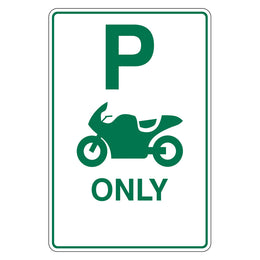 Motorbike parking only sign for private property - 300x450mm metal