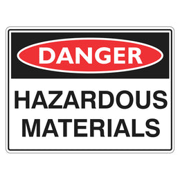 Danger Sign - Hazardous Materials - 450x600mm metal