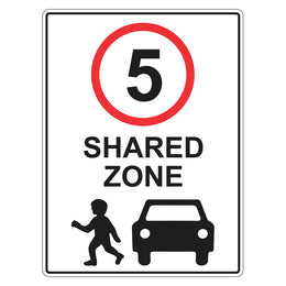 Speed Limit Sign - 5km Shared Zone - 450x600mm metal