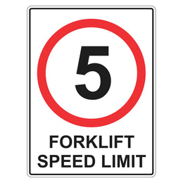 Speed Limit Sign - 5km Forklift - 450x600mm metal