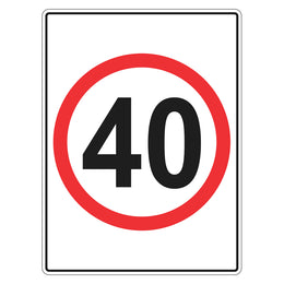 Speed Limit Sign - 40km - 450x600mm metal