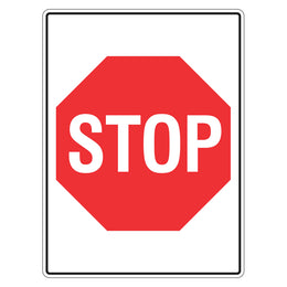 Stop sign for car park and traffic management on private property - 450x600mm metal