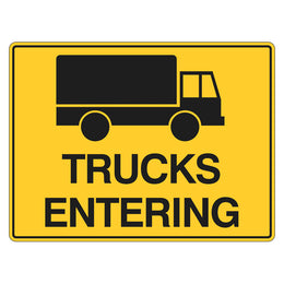 Car Park Sign - Trucks Entering - 450x600mm metal