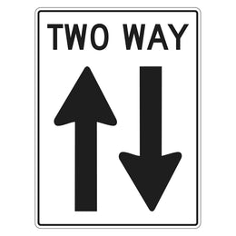 Two way traffic sign for car park and traffic management on private property - 450x600mm metal