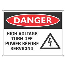 Danger Sign - High Voltage Turn Off Power Before Servicing - 150x225mm self-adhesive vinyl