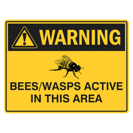 Warning Sign - Bees / Wasps Active In This Area - 450x600mm metal